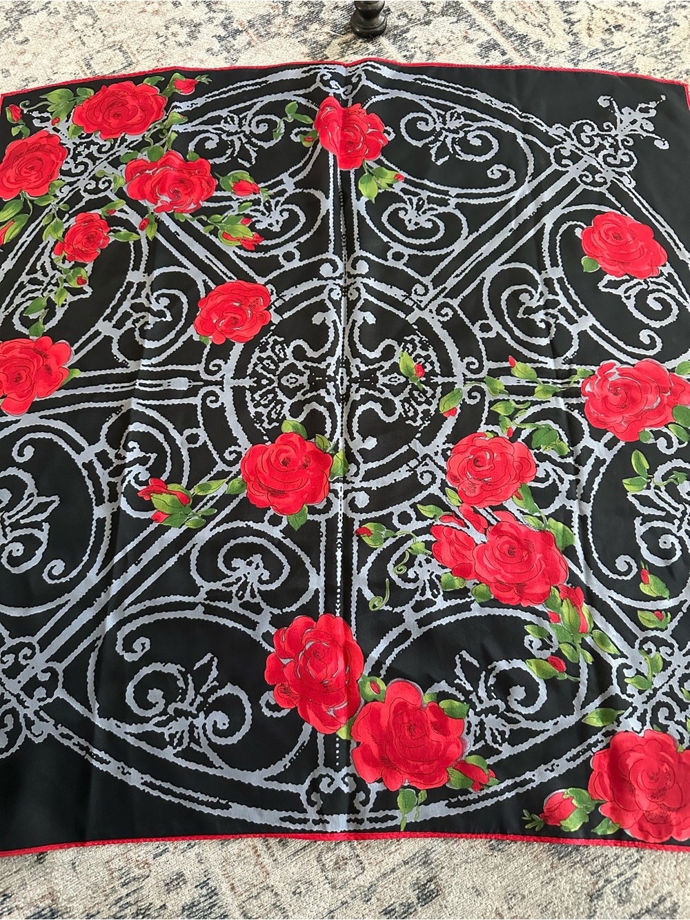 Vintage silk scarf, mcm , gothic,
